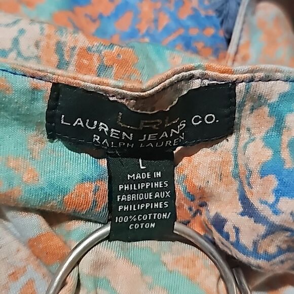 LRL RALPH LAUREN JEANS‎ CO Paisley Sleeveless Ruffle Dress - Size Large - Picture 7 of 7